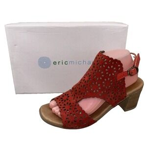 Eric Michael Delilah Heeled Sandals Red Women's‎ Size EU 40 Laser Cut Floral
